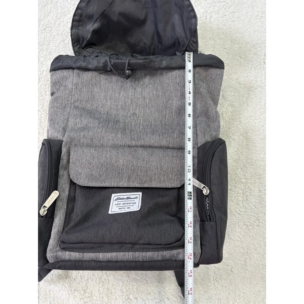 Eddie Bauer First Adventure Backpack Diaper Bag Gray Black Travel Pack Read